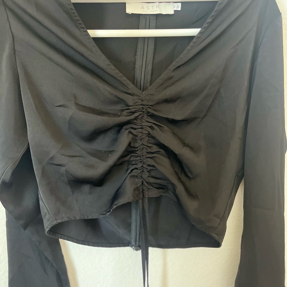 ASTR Women's Black Ruched Top